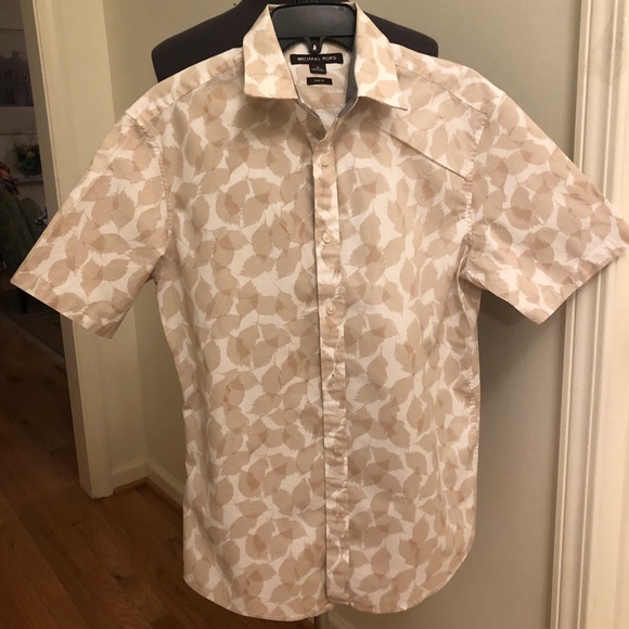 Men's Michael Kors Slim Fit Shirt w/Leaf Motif - Cotton Blend - Picture 16 of 16